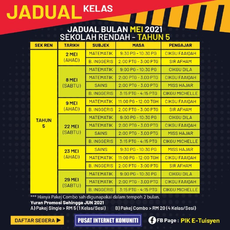 JADUAL TAHUN 5 MEI